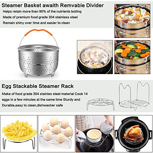 101 Pcs Pressure Cooker Accessories Set Compatible with Instant Pot 6 qt 8  Quart, 2 Steamer Basket, Springform Pan, Stackable Egg Steamer Rack, Egg