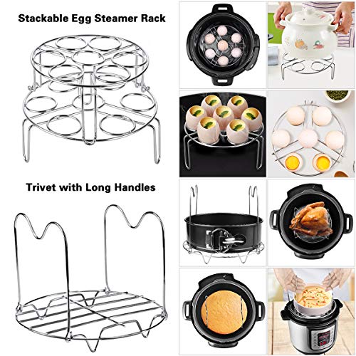 Egg Steamer Rack Trivet for Instant Pot Accessories 5 Qt, 6 Qt, 8 Qt  Pressure Cooker 2 Pack Stackable 304 Stainless Steel Multipurpose Cooling